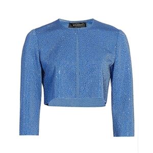 St. John | Liquid Milano Stud Knit Crop Blue Jacket Women's Size 4